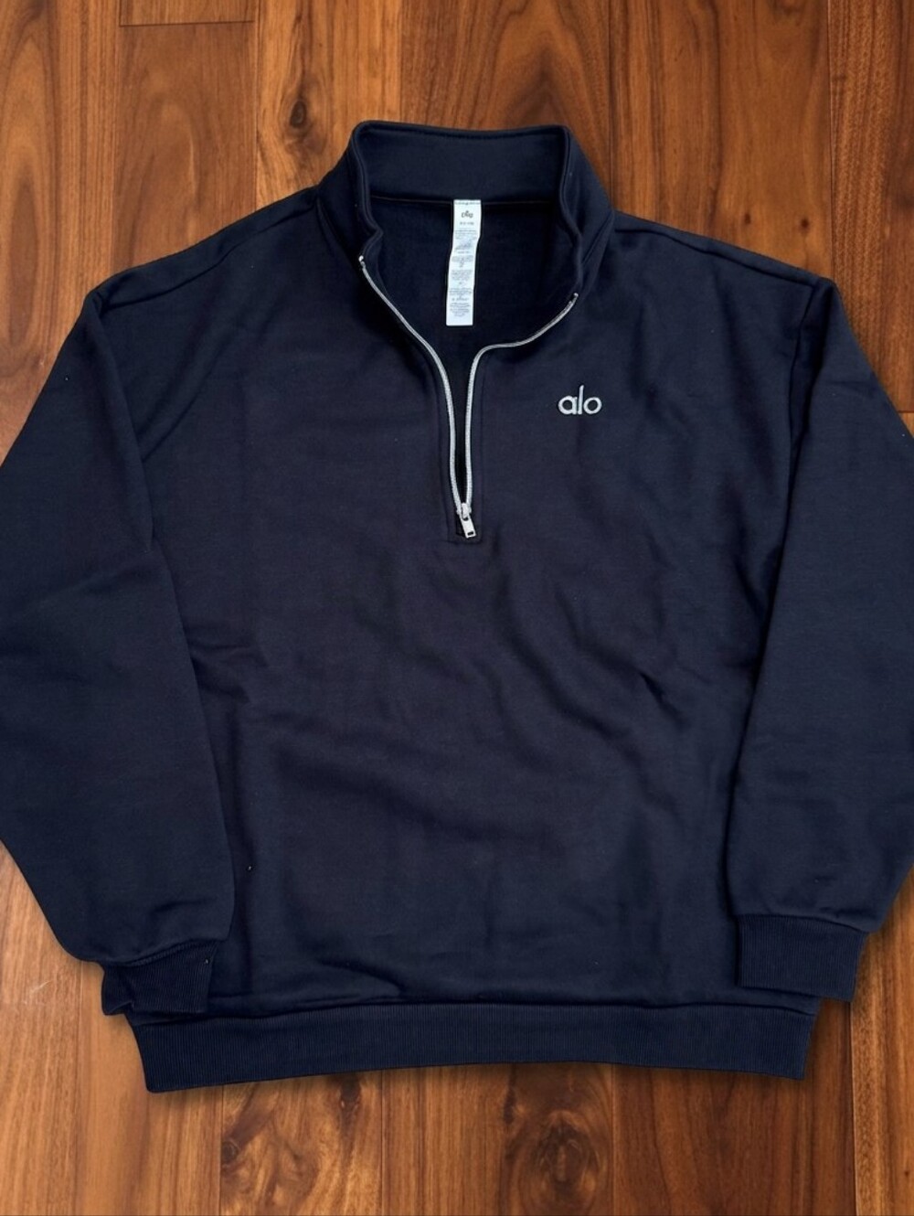 Alo Yoga Accolade Quarter Zip Pullover  L XL Black Cotton NWT
